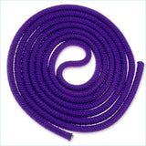 Coiled purple rope on a white background