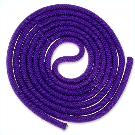 Coiled purple rope on a white background
