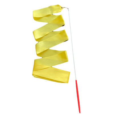 4m yellow Lightweight ribbon designed for rhythmic gymnastics training and performance by OneSports.ae 