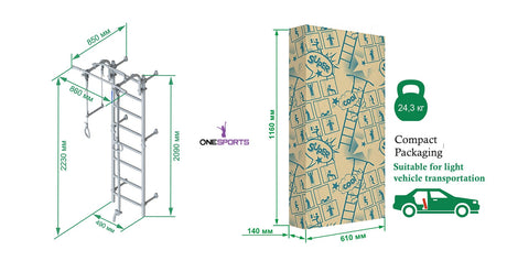 Next Top Green Apple Romana Wall Bars indoor kids climbing gym by OneSports UAE