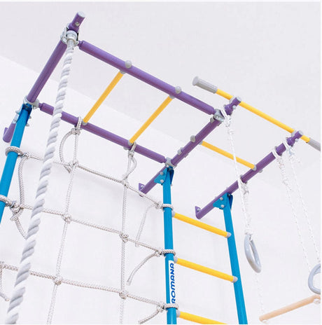 kids indoor purple blue romana swedish wall bars home climbing set onesports uae