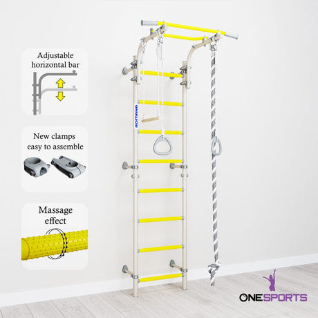 onesports romana swedish wall bars kids indoor gym yellow white