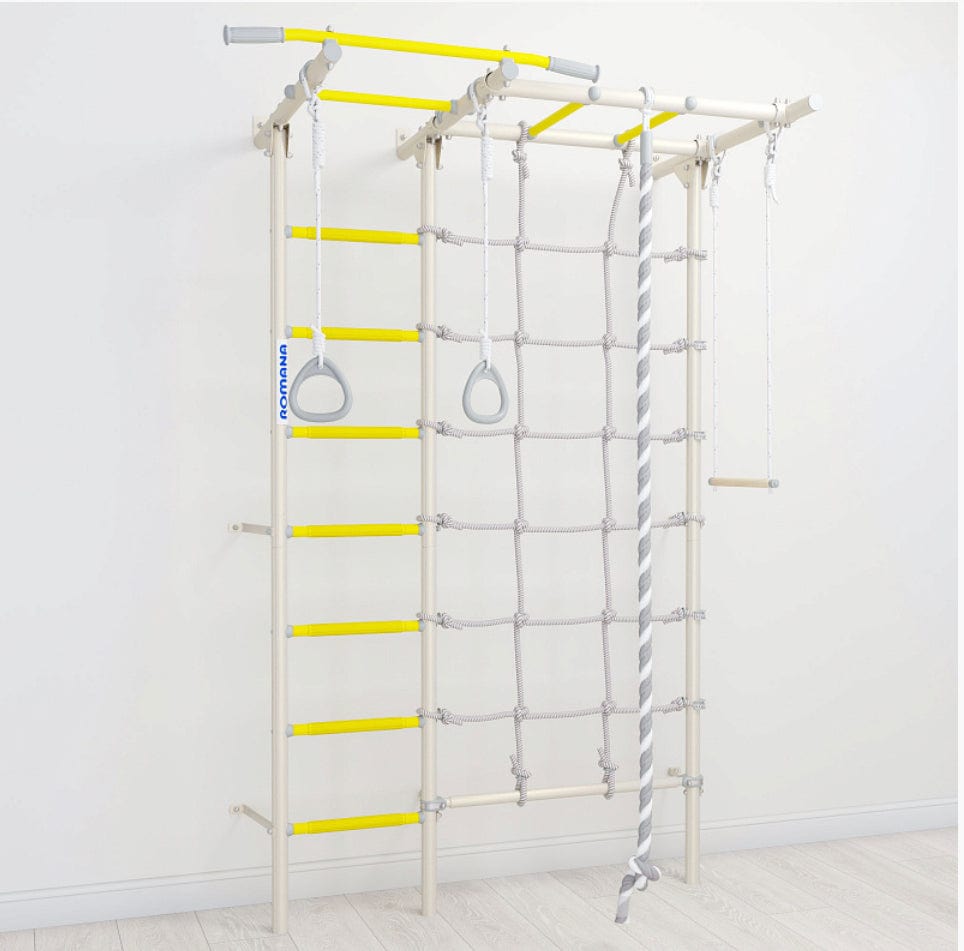 Kids white Swedish wall bars indoor playground set S7 by OneSports Romana UAE